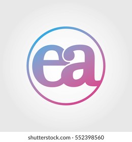 Lowercase ea Ring Circle Logotype. Pink and Blue Gradient Logo Letter. Sign Abbreviations. Vector Template Element