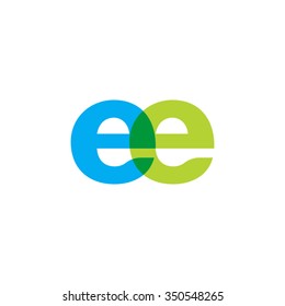 lowercase ee logo, blue green overlap transparent logo