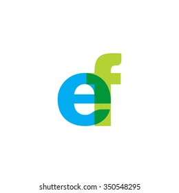 lowercase ef logo, blue green overlap transparent logo