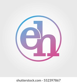 Lowercase eh Ring Circle Logotype. Pink and Blue Gradient Logo Letter. Sign Abbreviations. Vector Template Element