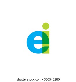 lowercase ei logo, blue green overlap transparent logo