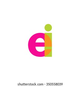 lowercase ei logo, pink green overlap transparent logo, modern lifestyle logo