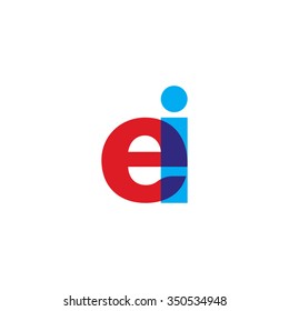 lowercase ei logo, red blue overlap transparent logo