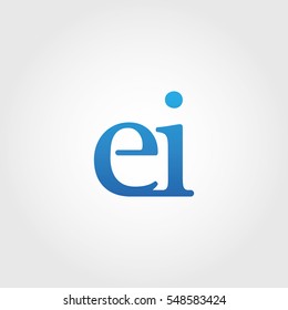 Lowercase ei Logotype. Blue Letter Logo. Letter Abbreviations. Vector Template Element.