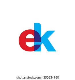 lowercase ek logo, red blue overlap transparent logo