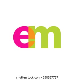 lowercase em logo, pink green overlap transparent logo, modern lifestyle logo