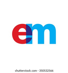 lowercase em logo, red blue overlap transparent logo