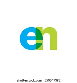 lowercase en logo, blue green overlap transparent logo