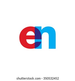 lowercase en logo, red blue overlap transparent logo