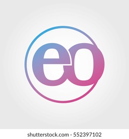 Lowercase eo Ring Circle Logotype. Pink and Blue Gradient Logo Letter. Sign Abbreviations. Vector Template Element
