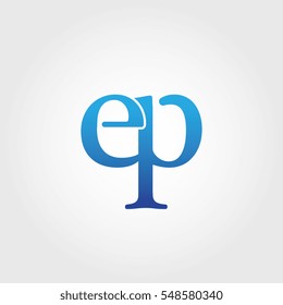 Lowercase ep Logotype. Blue Letter Logo. Letter Abbreviations. Vector Template Element.