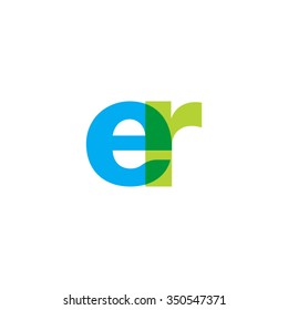 lowercase er logo, blue green overlap transparent logo