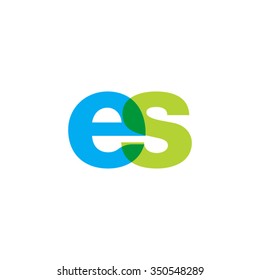 lowercase es logo, blue green overlap transparent logo