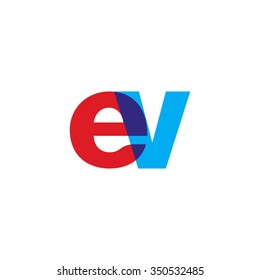 lowercase ev logo, red blue overlap transparent logo
