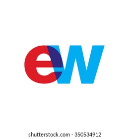 lowercase ew logo, red blue overlap transparent logo