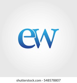 Lowercase ew Logotype. Blue Letter Logo. Letter Abbreviations. Vector Template Element.