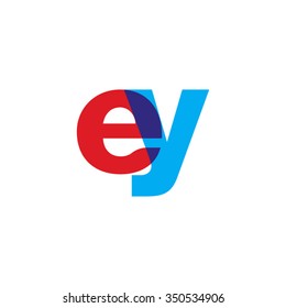 lowercase ey logo, red blue overlap transparent logo