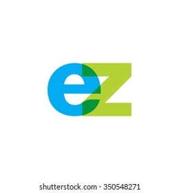 lowercase ez logo, blue green overlap transparent logo