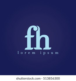 lowercase f and h vector logo. fh initial design template for download