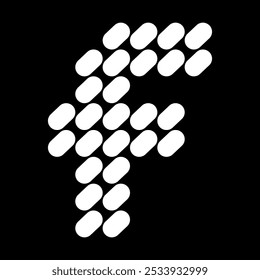 El diseño de letra "f" minúscula está hecho de puntos (como piedras). Este diseño de letras también se ve minimalista, estético, profesional, deportivo, único y, por supuesto, muy cool.