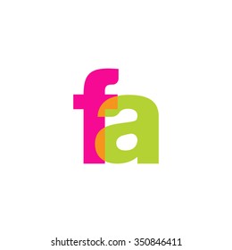 lowercase fa logo, pink green overlap transparent logo, modern lifestyle logo