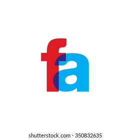 lowercase fa logo, red blue overlap transparent logo