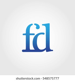 Lowercase fd Logotype. Blue Letter Logo. Letter Abbreviations. Vector Template Element.
