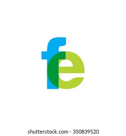 lowercase fe logo, blue green overlap transparent logo