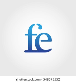 Lowercase fe Logotype. Blue Letter Logo. Letter Abbreviations. Vector Template Element.