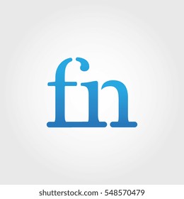 Lowercase fn Logotype. Blue Letter Logo. Letter Abbreviations. Vector Template Element.