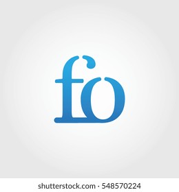Lowercase fo Logotype. Blue Letter Logo. Letter Abbreviations. Vector Template Element.