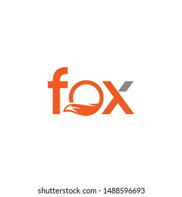 lowercase fox logo with his tail sign on letter o ready to use