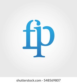 Lowercase fp Logotype. Blue Letter Logo. Letter Abbreviations. Vector Template Element.