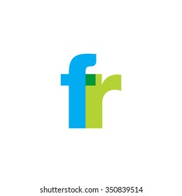 lowercase fr logo, blue green overlap transparent logo