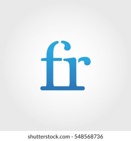 Lowercase fr Logotype. Blue Letter Logo. Letter Abbreviations. Vector Template Element.