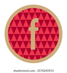 A lowercase “f” framed within a golden ring on a red triangular pattern background, exuding elegance and modernity in its minimalist design.