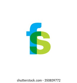 lowercase fs logo, blue green overlap transparent logo
