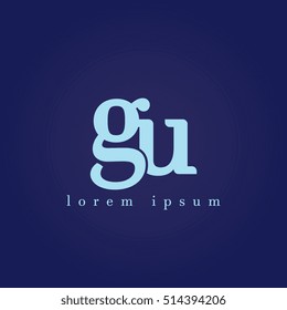 lowercase g and u vector logo. gu initial design template for download