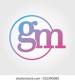 Lowercase gm Ring Circle Logotype. Pink and Blue Gradient Logo Letter. Sign Abbreviations. Vector Template Element