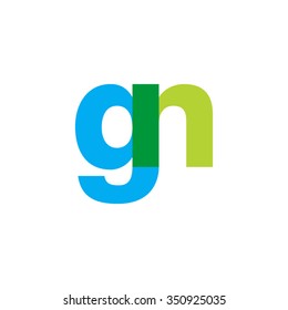 lowercase gn logo, blue green overlap transparent logo