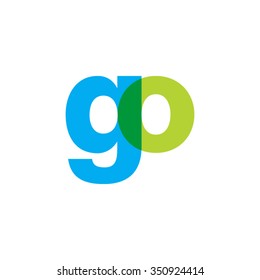 lowercase go logo, blue green overlap transparent logo