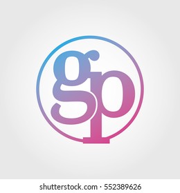 Lowercase gp Ring Circle Logotype. Pink and Blue Gradient Logo Letter. Sign Abbreviations. Vector Template Element