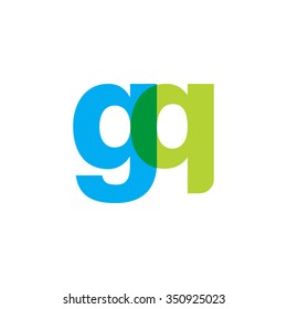 lowercase gq logo, blue green overlap transparent logo