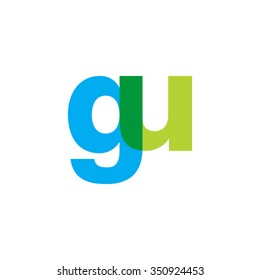 lowercase gu logo, blue green overlap transparent logo