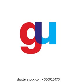 lowercase gu logo, red blue overlap transparent logo