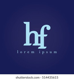 lowercase h and f vector logo. hf initial design template for download