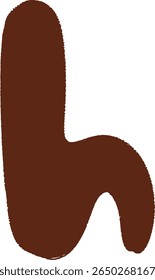 Lowercase "h" hand-drawn in dark brown	