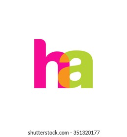 lowercase ha logo, pink green overlap transparent logo, modern lifestyle logo