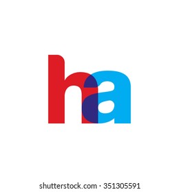 lowercase ha logo, red blue overlap transparent logo