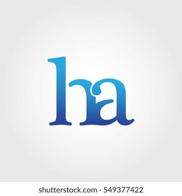 Lowercase ha Logotype. Blue Letter Logo. Letter Abbreviations. Vector Template Element.